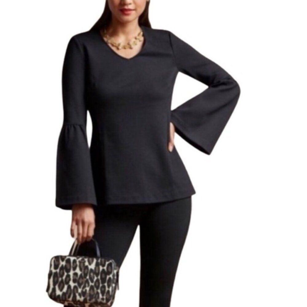 Cabi It’s A Party Bell Sleeve Black Blouse Top Size S NWOT